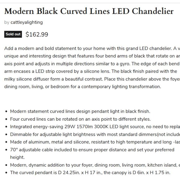 LED Light Fixture/Chandlier - Picture 3 of 6